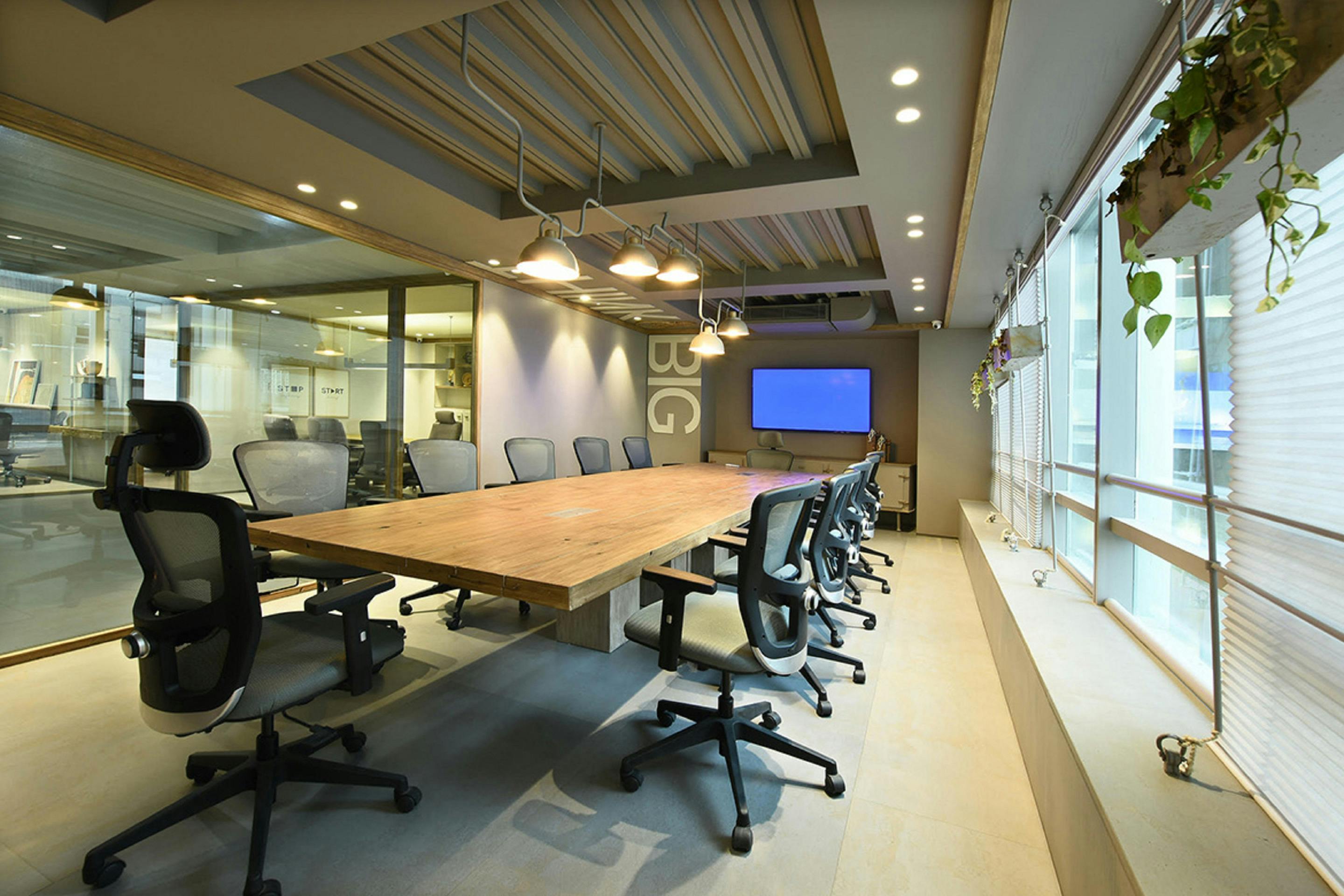 Empty conference room — business restructuring decisions